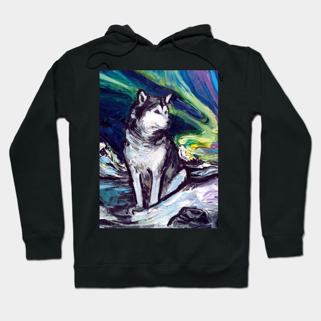 Malamute Night Hoodie by sagittariusgallery